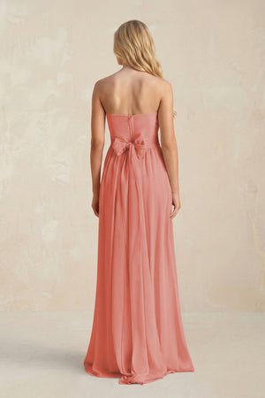 Strapless A - Line Pleated Chiffon Bridesmaid Dress With Slit in Mulberry - KissProm Bridesmaid Dresses