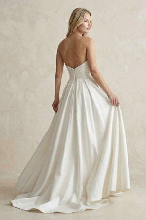 Elegant A-Line Strapless Satin Wedding Dresses – Wedding Dresses by KissProm | Available at KissProm