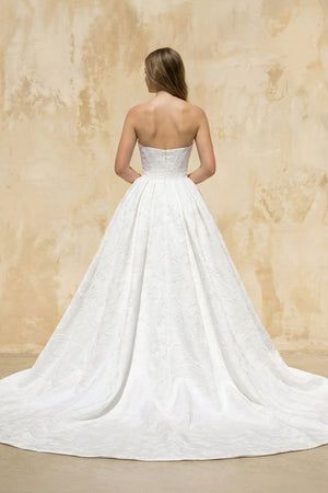 Strapless Ball-Gown Satin Wedding Dress in White – Dress by KissProm | Available at KissProm