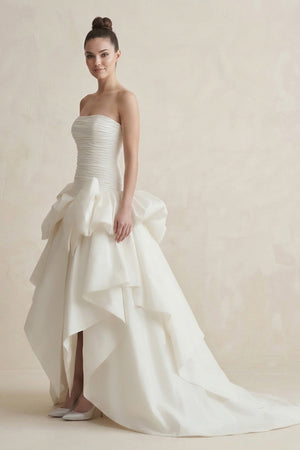 Strapless Amethyst A - Line Wedding Dress in White - KissProm Wedding Dresses