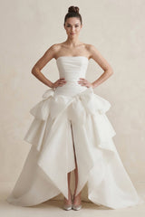 Strapless Amethyst A - Line Wedding Dress in White - KissProm Wedding Dresses