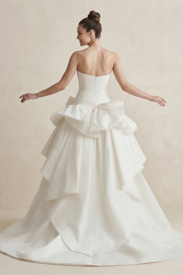 Strapless Amethyst A - Line Wedding Dress in White - KissProm Wedding Dresses