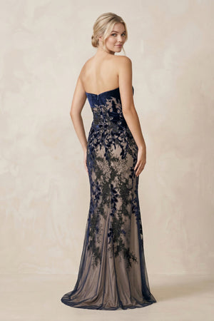 Strapless Lace Mermaid Maxi Wedding Dress in Black - KissProm Wedding Dresses