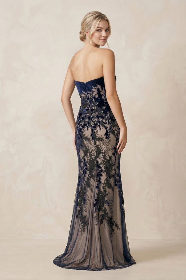 Strapless Lace Mermaid Maxi Wedding Dress in Black - KissProm Wedding Dresses