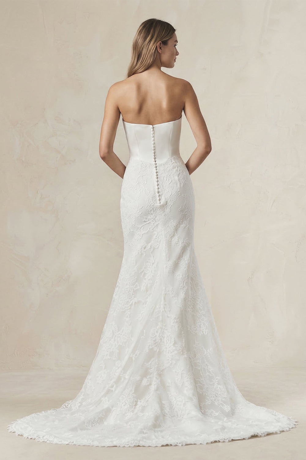 Strapless Lace Mermaid Wedding Dress in White - KissProm Wedding Dresses