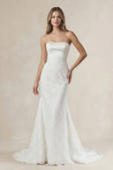 Strapless Lace Mermaid Wedding Dress in White - KissProm Wedding Dresses