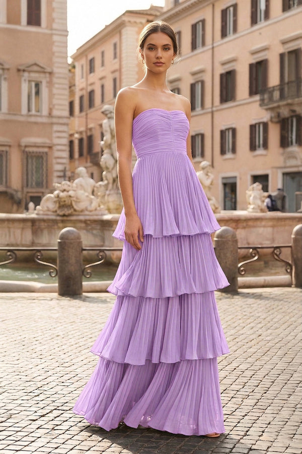 Strapless Emerald Green Ruffle Multi-Layer Long Prom Dress - KISSPROM PROM DRESSES