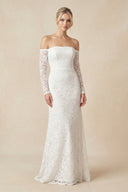 Strapless Long Sleeve A-Line Maternity Lace Wedding Dress with Train – Wedding Dresses by KissProm | Available at KissProm