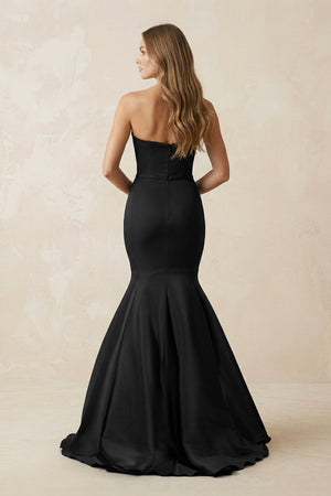 Strapless Mermaid Lace Sweetheart Satin Wedding Dress in Black - KissProm Wedding Dresses