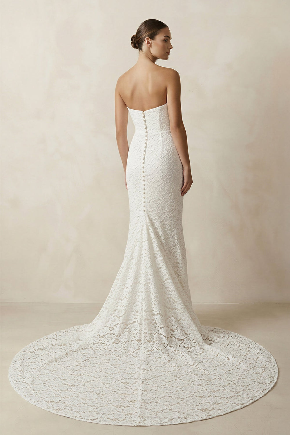 Strapless Mermaid Lace Wedding Dress with Corset in White - KissProm Wedding Dresses