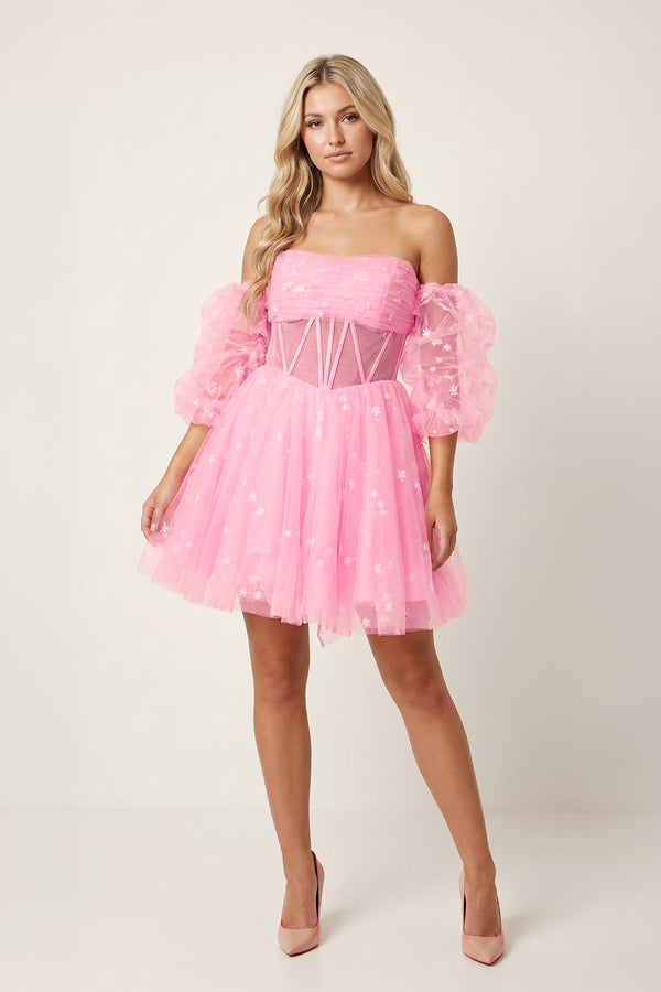 A-Line Pleated Tulle Homecoming Dress - KissProm