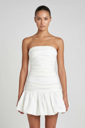 Strapless Ruched A-Line Graduation Dress With Ruffled - KISSPROM