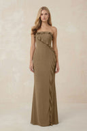 Strapless Ruffled Sheath Bridesmaid Dress in Apple Cinnamon - KissProm Bridesmaid Dresses