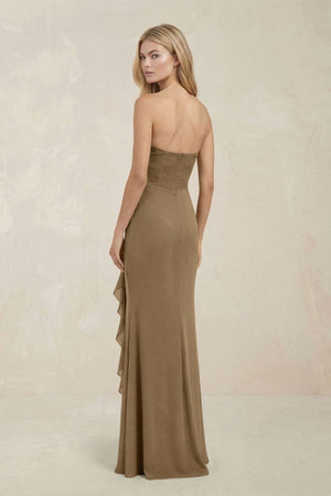 Strapless Ruffled Sheath Bridesmaid Dress in Apple Cinnamon - KissProm Bridesmaid Dresses
