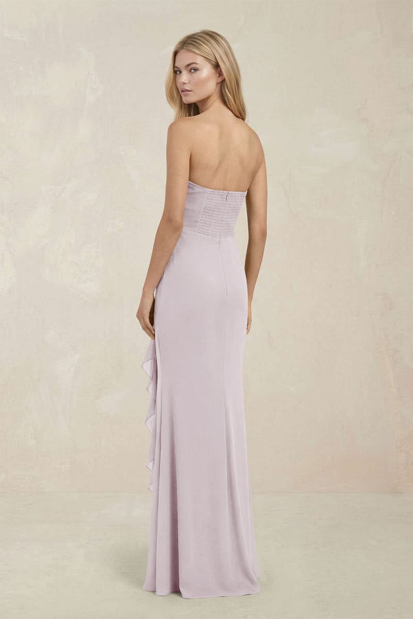 Strapless Ruffled Sheath Bridesmaid Dress in Dusk - KissProm Bridesmaid Dresses