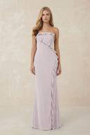 Strapless Ruffled Sheath Bridesmaid Dress in Dusk - KissProm Bridesmaid Dresses