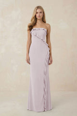 Strapless Ruffled Sheath Bridesmaid Dress in Dusk - KissProm Bridesmaid Dresses
