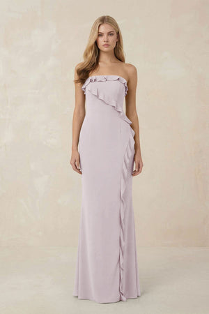Strapless Ruffled Sheath Bridesmaid Dress in Dusk - KissProm Bridesmaid Dresses
