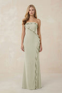 Strapless Ruffled Sheath Bridesmaid Dress in Frost - KissProm Bridesmaid Dresses