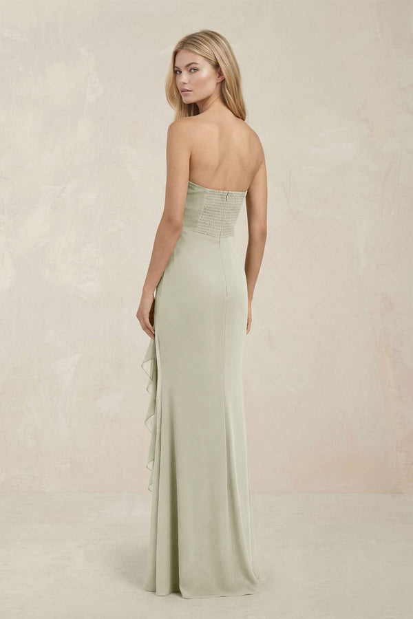 Strapless Ruffled Sheath Bridesmaid Dress in Frost - KissProm Bridesmaid Dresses