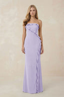 Strapless Ruffled Sheath Bridesmaid Dress in Lavender - KissProm Bridesmaid Dresses