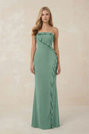 Strapless Ruffled Sheath Bridesmaid Dress in Mint Green - KissProm Bridesmaid Dresses