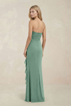 Strapless Ruffled Sheath Bridesmaid Dress in Mint Green - KissProm Bridesmaid Dresses