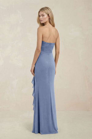 Strapless Ruffled Sheath Bridesmaid Dress in Mist - KissProm Bridesmaid Dresses