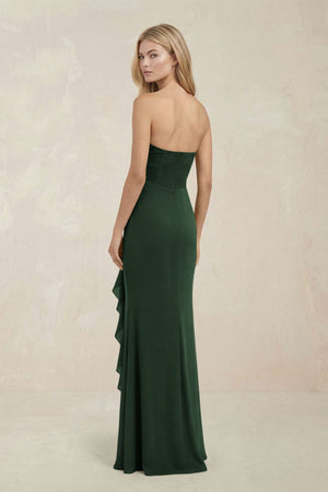 Strapless Ruffled Sheath Bridesmaid Dress in Moss - KissProm Bridesmaid Dresses