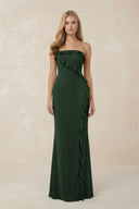 Strapless Ruffled Sheath Bridesmaid Dress in Moss - KissProm Bridesmaid Dresses