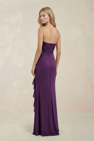 Strapless Ruffled Sheath Bridesmaid Dress in Plum - KissProm Bridesmaid Dresses