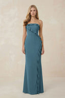 Strapless Ruffled Sheath Bridesmaid Dress in Twilight - KissProm Bridesmaid Dresses
