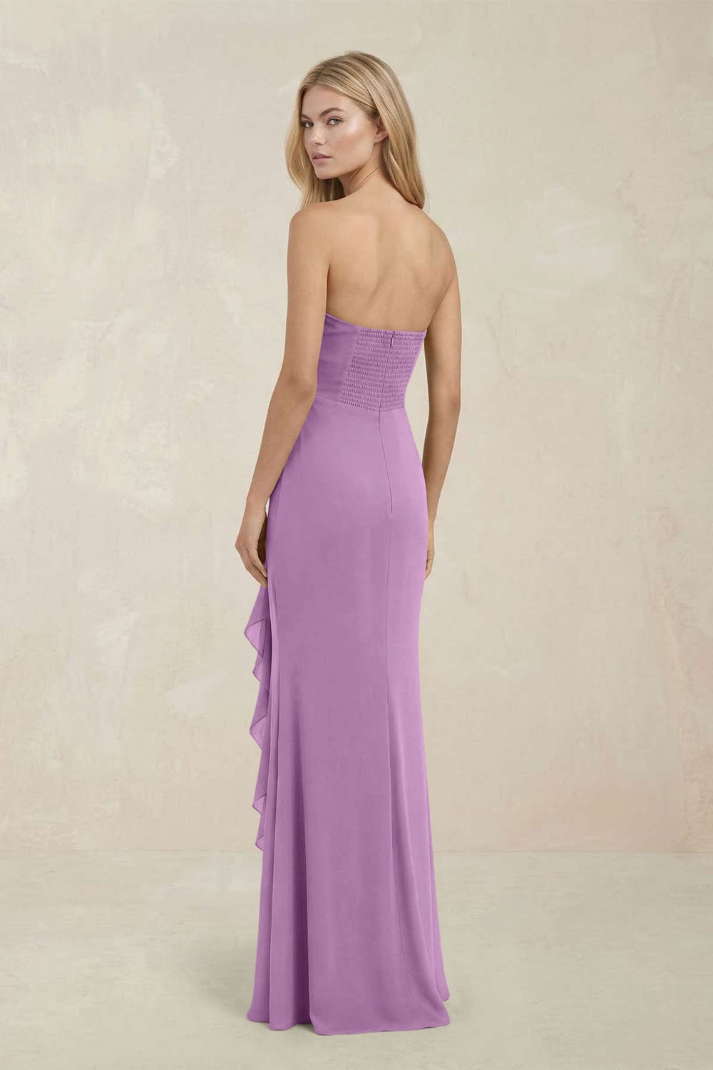 Strapless Ruffled Sheath Bridesmaid Dress in Vintage Mauve - KissProm Bridesmaid Dresses