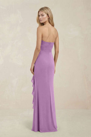 Strapless Ruffled Sheath Bridesmaid Dress in Vintage Mauve - KissProm Bridesmaid Dresses