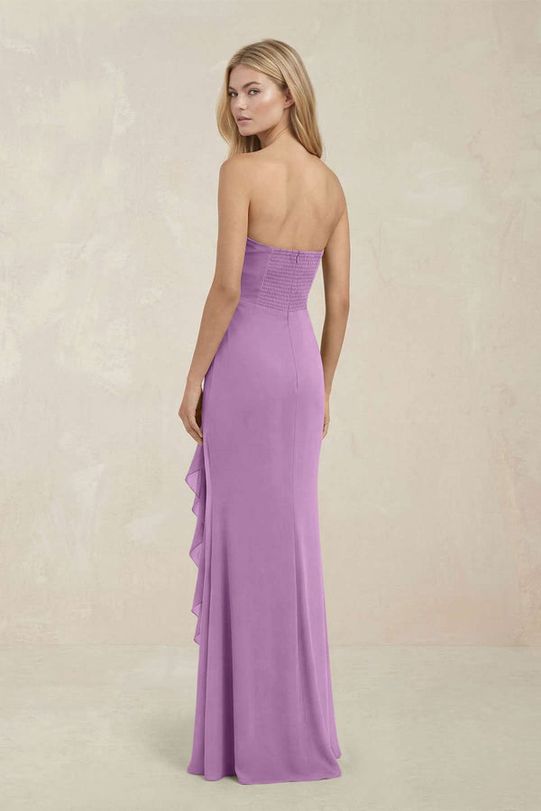 Strapless Ruffled Sheath Bridesmaid Dress in Vintage Mauve - KissProm Bridesmaid Dresses