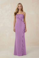 Strapless Ruffled Sheath Bridesmaid Dress in Vintage Mauve - KissProm Bridesmaid Dresses