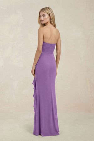 Strapless Ruffled Sheath Bridesmaid Dress in Wisteria - KissProm Bridesmaid Dresses