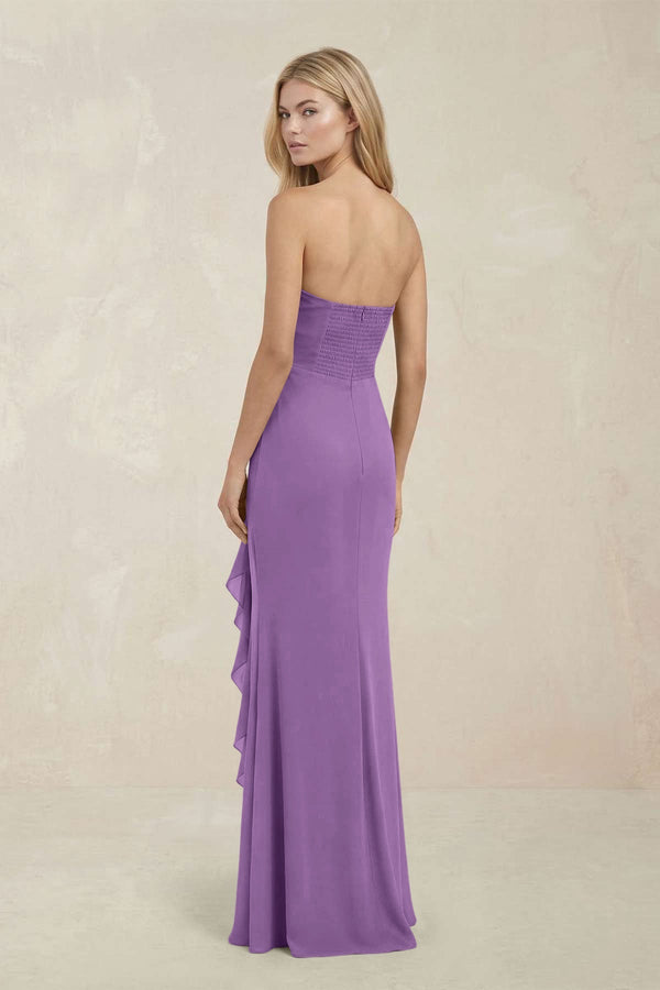 Strapless Ruffled Sheath Bridesmaid Dress in Wisteria - KissProm Bridesmaid Dresses