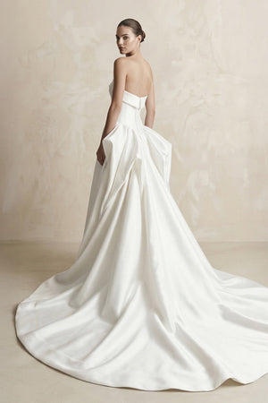 Strapless Satin Ball Gown Wedding Dress in White - KissProm Wedding Dresses
