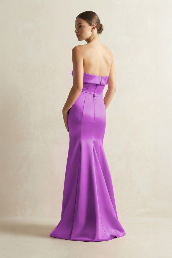 Strapless Satin Mermaid Bridesmaid Dress in Amethyst - KissProm Bridesmaid Dresses