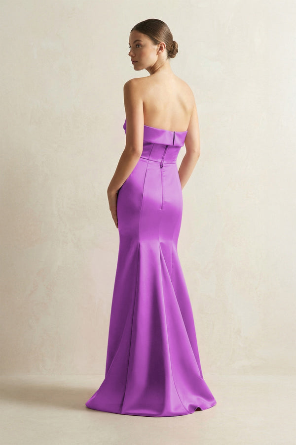 Strapless Satin Mermaid Bridesmaid Dress in Amethyst - KissProm Bridesmaid Dresses