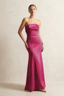 Strapless Satin Mermaid Bridesmaid Dress in Berry - KissProm Bridesmaid Dresses
