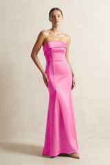 Strapless Satin Mermaid Bridesmaid Dress in Bon Bon Pink - KissProm Bridesmaid Dresses