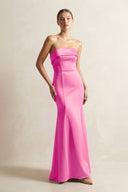 Strapless Satin Mermaid Bridesmaid Dress in Bon Bon Pink - KissProm Bridesmaid Dresses