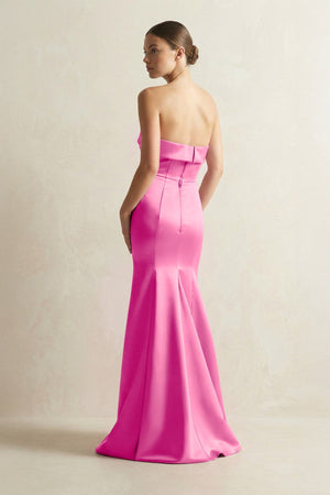 Strapless Satin Mermaid Bridesmaid Dress in Bon Bon Pink - KissProm Bridesmaid Dresses