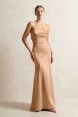 Strapless Satin Mermaid Bridesmaid Dress in Bronzer - KissProm Bridesmaid Dresses