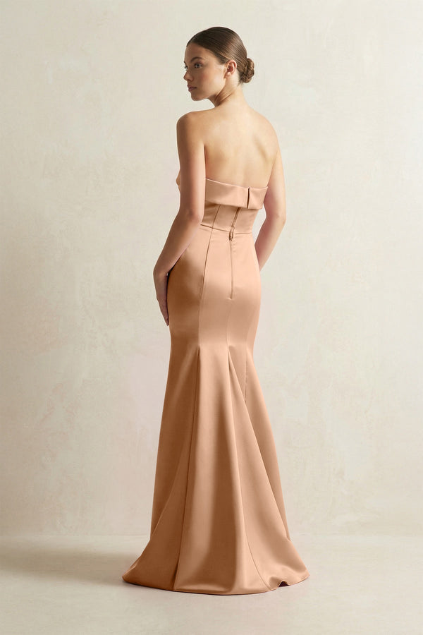 Strapless Satin Mermaid Bridesmaid Dress in Bronzer - KissProm Bridesmaid Dresses