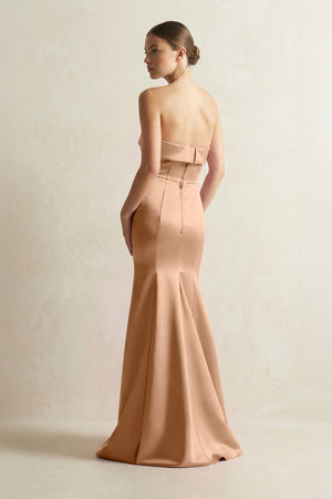 Strapless Satin Mermaid Bridesmaid Dress in Bronzer - KissProm Bridesmaid Dresses