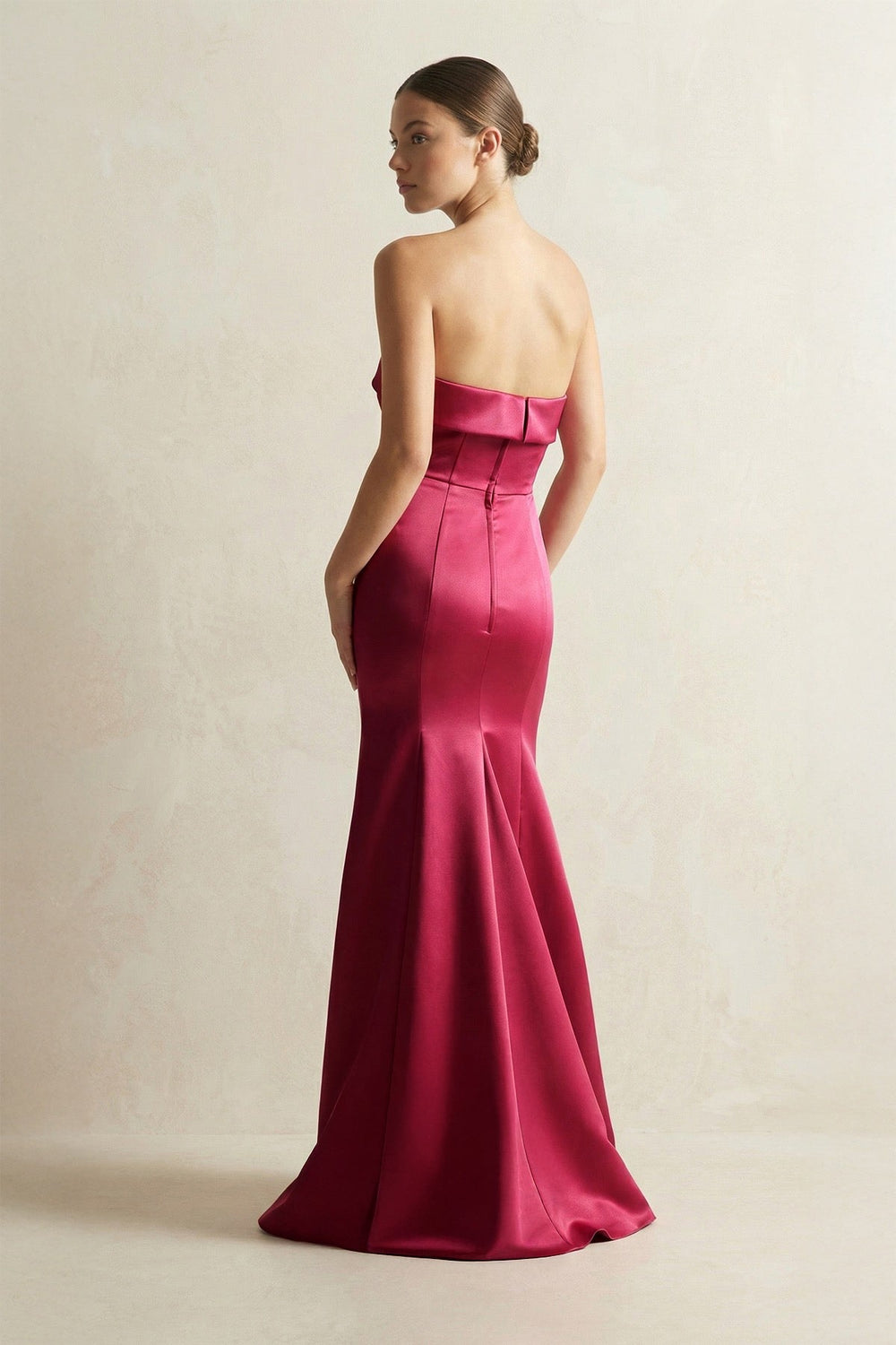 Strapless Satin Mermaid Bridesmaid Dress in Burgundy - KissProm Bridesmaid Dresses