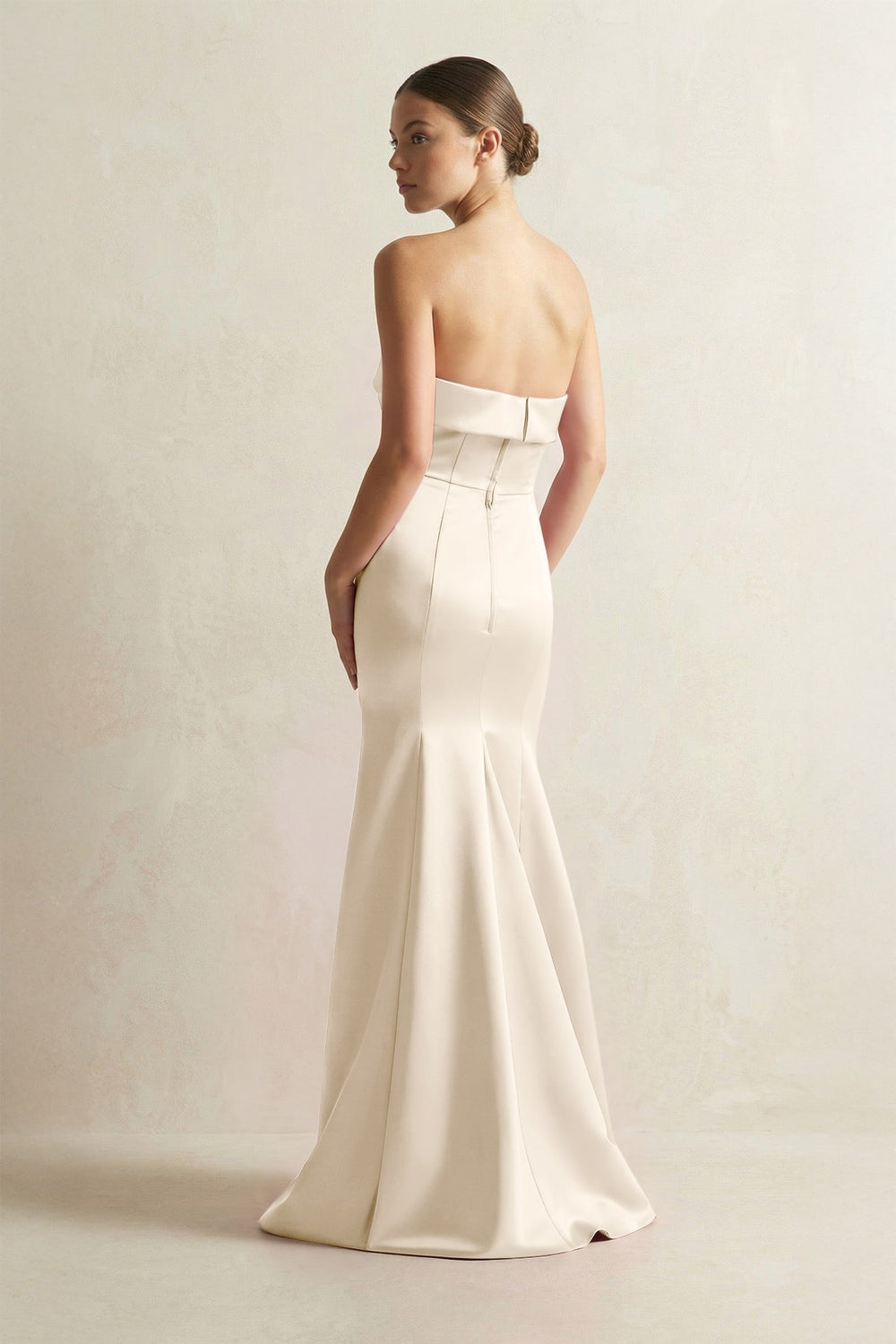 Strapless Satin Mermaid Bridesmaid Dress in Buttercream - KissProm Bridesmaid Dresses